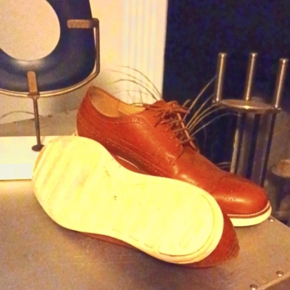 COLE HAAN Grand OS Cognac Leather Wingtip Sneakers